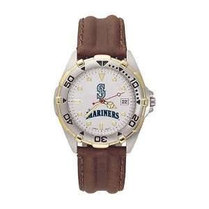 Seattle Mariners Mens All Star Watch W/Leather Band  