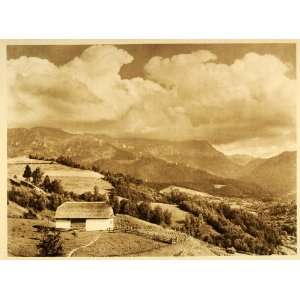  1932 Romania Poarta Bran Farm Barn Landscape Mountains 