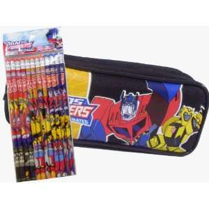  New Transformers Black Pencil Case and Pack of Pencils 