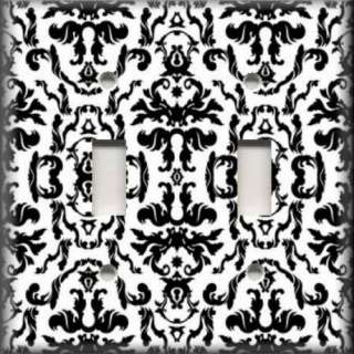   Switch Plate Cover   Bold Black And White   Flourish Damask Design