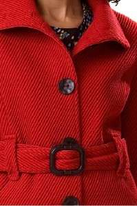   womens winter wool blend red jacket belted coat plus size 22W 2X