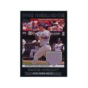 David Wright 2007 Topps 2006 Highlights Relics Game Used Pants (Grey 