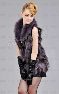   Genuine Fox Fur Huge Fox Collar Vest Gilet Waistcoat Coat Jacket Women