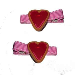    Sugar Cookie Valentines Hearts Pair of Hair Barrettes Beauty