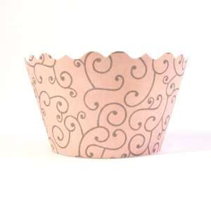  Olivia Pink & Grey Cupcake Wrappers (12 Wraps) Everything 