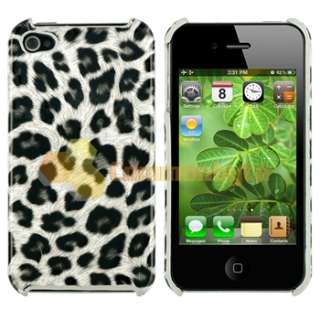 Black White Leopard Hard Case Skin Cover+Privacy Protector for Apple 