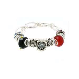   Red & Black Murano Glass Beads & Ornate Silver Plated Beads & Findings