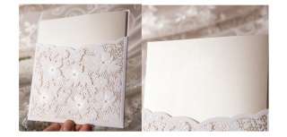 100Kits Romantic Lace Pocket Wedding Invitations +100 Envelopes+ 100 