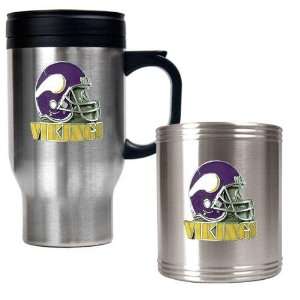 Minnesota Vikings NFL Travel Mug & Stainless Can Holder Set   Helmet 