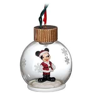 Disney World Santa Mickey Mouse Light Up Glass Ball Ornament Christmas 