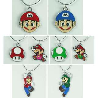 Lot 8x Super Mario Bros brothers One Up Charm Necklaces Birthday Party 