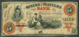 NORTH CAROLINA   $5.00 Miners & Planters Bank Murphy, Indian & Maidens 