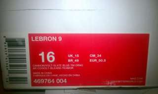 Nike Lebron 9 Cannon Size 16, PREHEAT, Lebron James  