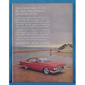    1961 Red Plymouth Solid Beauty Beach Print Ad (380)
