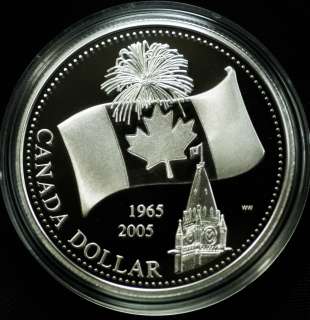 2005 $1 Proof Silver Dollar   Canadas Flag  