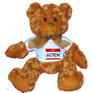  HELLO my name is AIDEN Plush Teddy Bear with BLUE T Shirt 
