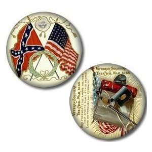  Set of 2 CIVIL WAR Confederate Soldier Flag PINBACK BUTTON 