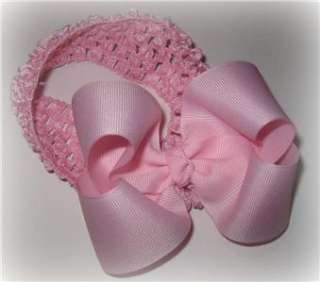 Light Pink Hair Bow Headband Puffy Baby Boutique Infant  