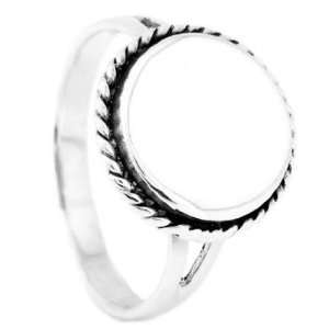   Sterling Silver Signet Rope Edged Round Ring with Engraving Jewelry