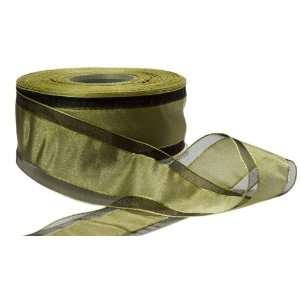  May Arts 1 1/2 Inch Wide Ribbon, Olive Iridescent Center 