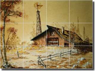 Country Landscape Barn Windmill Ceramic Tile Mural Art  