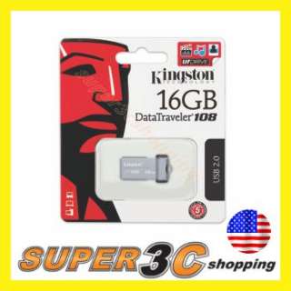 Kingston 16GB DataTraveler 108 USB 2.0 Flash Pen Drive DT108/16GB with 