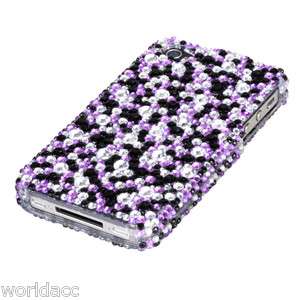   Verizon AT&T Sprint Hard Case Cover Purple Silver Elite Bling  