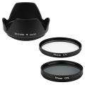 BasAcc Hood Cover/ Polarizing/ UV Filter for Canon T2i/ T1i/ Xsi 