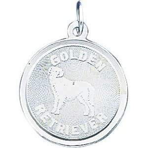  Sterling Silver Golden Retriever Disc Charm Jewelry