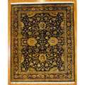 Indo Mahal Black/ Burgundy Wool Rug (99 x 12 