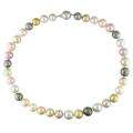   White Gold Multicolored Pearl and Diamond Accent Necklace (10 12.7 mm