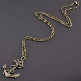 Large Bronze ANCHOR,Sailor Charm Necklace,Long,Pendant  