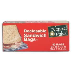 Natural Value Sandwich Bags, Reclosable (Pack of 10)  
