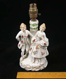 Antique CERAMIC Table Lamp French Figurines Foreign  