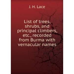  List of trees, shrubs, and principal climbers, etc 