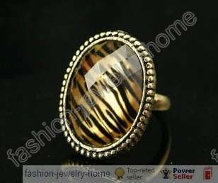 Fashion Cool Ancient Leopard Design Big Rhinestone Ring  
