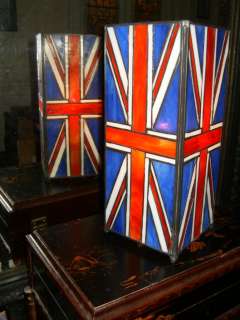 ART DECO UNION JACK FLAG BRITISH ENGLAND STAINED LEADED GLASS TIFFANY 