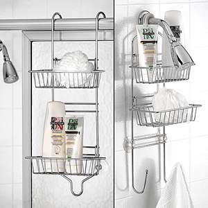  curtain rod Hanging bath Shower door Tub Shampoo caddy holder shelf