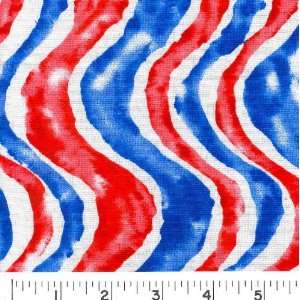  45 Wide Patriotic Waves Fabric By The Yard Arts, Crafts 