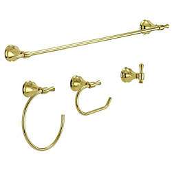 Fontaine Polished Brass Bathroom Towel Bar and Ring Accessory Set 