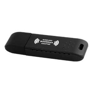  USB Wireless WIFI Dongle Adapter 300Mbps   Black 