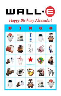 Wall.E Birthday Party Game Bingo Cards  