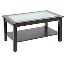 Bay Shore Rubberwood Glass top Coffee Table  