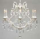 WHITE WROUGHT IRON CRYSTAL CHANDELIER LIGHTING ** H 19