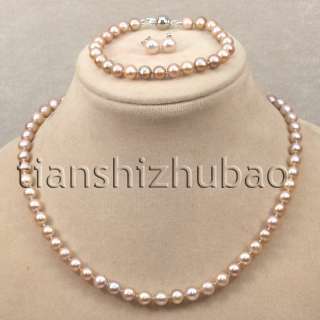 8MM SETS BLACK WHITE PINK FRESH WATER PEARL NECKLACE  