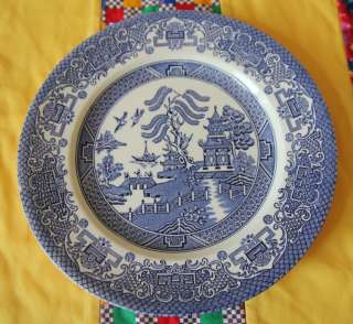 English Ironstone Tableware Old Willow Blue 6 7/8 Bread Plate Made in 