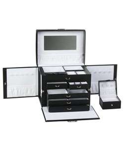 Milan Collection Black Leather Jewelry Box  