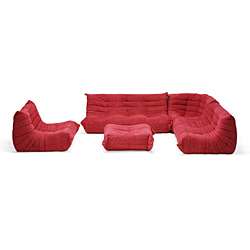 Julio Red Fabric Sectional Sofa/ Ottoman Set  