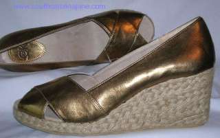new Bronze size 12 high heel wedge womens shoes peep  