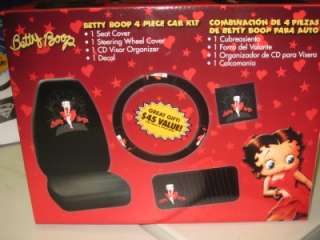 NEW Betty Boop 4 Pc Car Kit Seat Cover Wheel Cover ++  